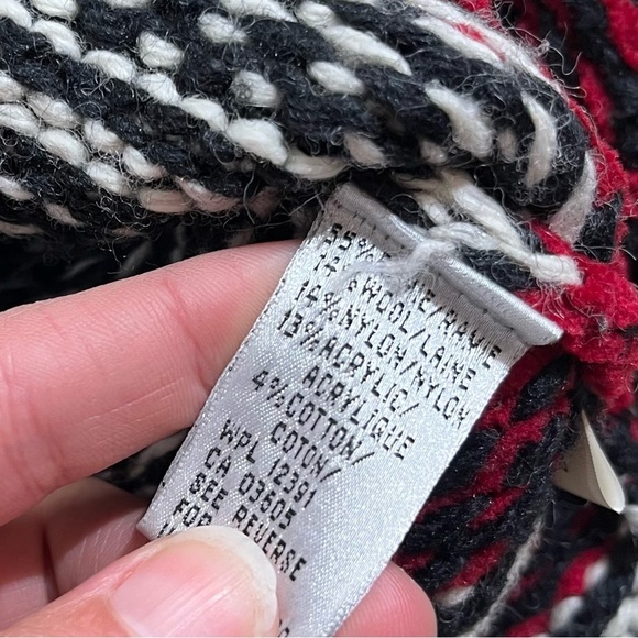 Portraits By Northern Isles Cardigan Sweater Black Red Tribal Print Boho Large - Picture 5 of 6